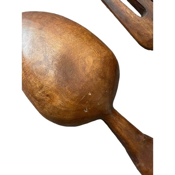 Vintage Polynesian Large wooden Spoon And Fork Wall Art - Picture 8 of 9